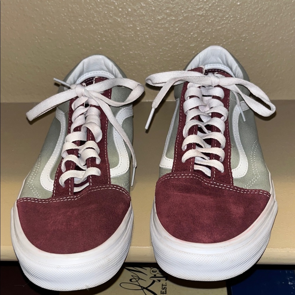 Vans Burgundy and White Men's Sneakers
